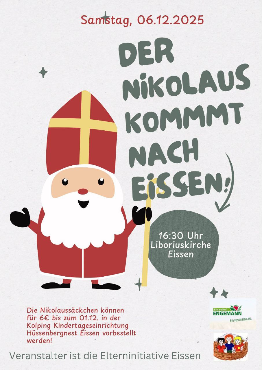 Informationsblatt zum Nikolausfest in Eissen am 6. Dezember 2025.