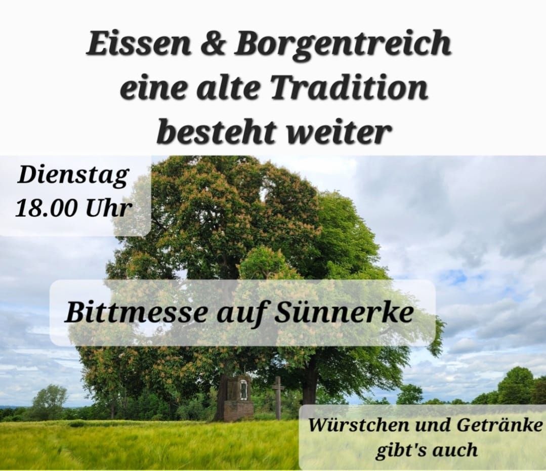Infobild zur Bittmesse auf Sünnerke am 12. Mai 2026 um 18 Uhr.